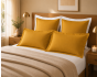 Lot de 4 Taies d'Oreiller 100% Coton 57 Fils/cm² – 2 Taies 63 x 63 cm + 2 Taies 50 x 70 cm Curry