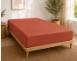 Drap-housse 140 x 190 cm Percale de Coton Peigné Terracotta – 80 fils/cm² – Bonnet 35 cm