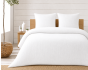 Parure de lit complète 260 x 240 cm gaze de coton – 2 taies 63x63 cm + drap housse 160x200 cm Blanc