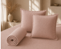 Parure Drap Housse 140 x 190 cm + 2 Taies 60x60 cm 100% Lin Français - Vieux Rose