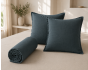 Parure Drap Housse 140 x 190 cm + 2 Taies 60x60 cm 100% Lin Français - Ardoise