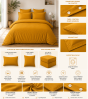 Parure de Lit Complète 240 x 220 cm Curry - 100% Coton 57 Fils - Drap-Housse 140x190 + 4 Taies