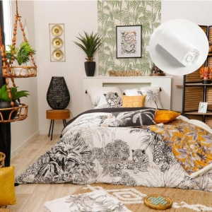 Pack housse de couette 220X240 cm foret + drap housse 140X190 Blanc