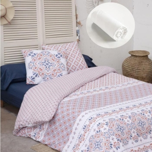 Pack housse de couette 220X240 cm Terra + drap housse 140X190 Blanc