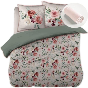 Pack housse de couette 200x200 cm Jardin + drap housse 140X190 Rose