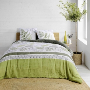 Housse de couette  240 x 220 cm double gaze coton 57 fils Verveine