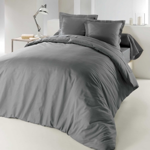 Housse de couette 260 x 240 cm + 2 taies coton 57 fils Gris souris