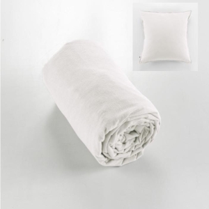 Drap housse flanelle chaude 180 x 200 cm Bonnet 30 cm  + 2 taies 63 x 63 Blanc