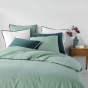 Drap housse 2 personnes 160 x 200 x 30 cm Linette coton lavé  57 fils Sauge