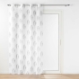 Voilage a oeillets 140 x 240 cm effet lin tissé imprime Indila Blanc