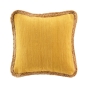 Coussin déhousssable passepoil 45 x 45 cm polycoton +jute Akina Ocre