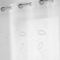 Voilage à œillets 140 x 240 cm – Voile sablé brodé Hoops – Blanc