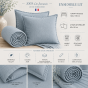 Parure Drap Housse 140 x 190 cm + 2 Taies 60x60 cm 100% Lin Français - Azur