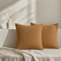 Lot de 2 Taies d’Oreiller 60 x 60 cm – Gaze de Coton Brodée – GAÏA BOHO Camel