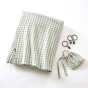 Rideau Ajustable 140 x 300 cm Double Gaze de Coton Vichy VICKIE – Eucalyptus
