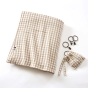 Rideau Ajustable 140 x 300 cm Double Gaze de Coton Vichy VICKIE – Ficelle
