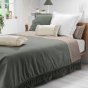  Couvre-lit 1 personne 180 x 220 cm – Coton uni à franges SALMA Kaki