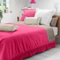  Couvre-lit 1 personne 180 x 220 cm – Coton uni à franges SALMA Framboise