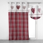 Rideau à Œillets 140 x 240 cm – Coton Tissé à Carreaux + Top Imprimé et Pompons SWEET HEART Naturel