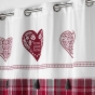 Rideau à Œillets 140 x 240 cm – Coton Tissé à Carreaux + Top Imprimé et Pompons SWEET HEART Naturel
