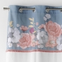  Rideau à œillets 140 x 240 cm – Coton uni imprimé floral et franges – Rosalita Bleu