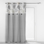 Rideau à Œillets 140 x 240 cm – Coton + Top Feuillage et Pompons MELISANDRE Taupe
