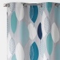 Lot de 2 rideaux à œillets – 140 x 240 cm – coton tamisant imprimé Leafy – bleu