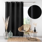 Rideau à œillets 140 x 280 cm en microfibre unie – Absolu Noir – Grande hauteur