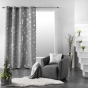 Rideau à œillets 140 x 260 cm – Polyester imprimé métallisé Bloomy Gris/Argent