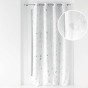 Rideau à œillets 140 x 260 cm – Polyester imprimé métallisé Bloomy Blanc/Argent