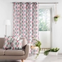 Lot de 2 rideaux à œillets – 140 x 260 cm – polyester imprimé Palpito – rose/vert