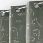 Rideau à Œillets 140 x 260 cm – Polyester Imprimé Métallisé – Artyline Kaki/Argent