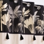 Rideau à œillets 140 x 240 cm – Coton uni + Top imprimé métallisé & Pompons – Karaba