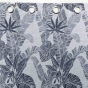 Rideau à œillets 140 x 260 cm – Jacquard FAGGY Bleu – Motif feuillage élégant