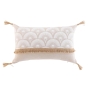 Coussin déhoussable avec pompons – 30 x 50 cm – Polycoton imprimé & jute Bahina Blanc