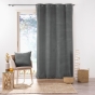 Lot de 2 Rideaux tamisants à œillets 140 x 260 cm – Velours relief Velouriane Anthracite