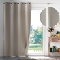 Rideau à œillets 135 x 260 cm – 100% occultant – Tissu chambray uni – Beige
