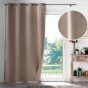 Rideau à œillets 135 x 260 cm – 100% occultant – Tissu chambray uni – Noisette