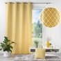 Rideau à Œillets 140 x 260 cm – Jacquard Chenille à Motifs – Mariella Ocre