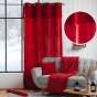 Rideau à Œillets 140 x 240 cm – Velours et Imitation Fourrure – Caresse Rouge