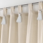 Rideau à Passants et Pompons Blancs 140 x 240 cm – Polycoton Uni – Cyrine Naturel