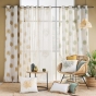 LOT DE 2 rideaux à œillets 140 x 240 cm polycoton imprimé métallisé lotus ocre