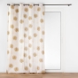 LOT DE 2 rideaux à œillets 140 x 240 cm polycoton imprimé métallisé lotus ocre