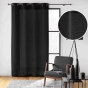 Rideau grande hauteur à œillets 140 x 280 cm – Polyester uni SOLINE – Noir