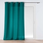 Rideau grande hauteur à œillets 140 x 280 cm – Polyester uni SOLINE – BLEU PAON