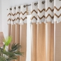 Lot de 2 Rideaux à œillets 140 x 240 cm – Coton avec bandeau tufté et pompons Azari