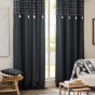 Rideau à Œillets 140 x 240 cm – Coton/Polyester avec Top Tissé et Pompons EVEREST Anthracite