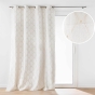  Rideau à œillets 140 x 240 cm – Polycoton imprimé métallisé – Modèle Maho Blanc
