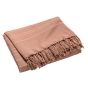 Plaid LILIA 180 x 220 cm – 100 % coton – Plaid à franges mocha