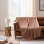 Plaid LILIA 180 x 220 cm – 100 % coton – Plaid à franges mocha